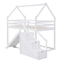 Streamdale Twin Over House Loft Or Bunk Bed With Slide And Staircase