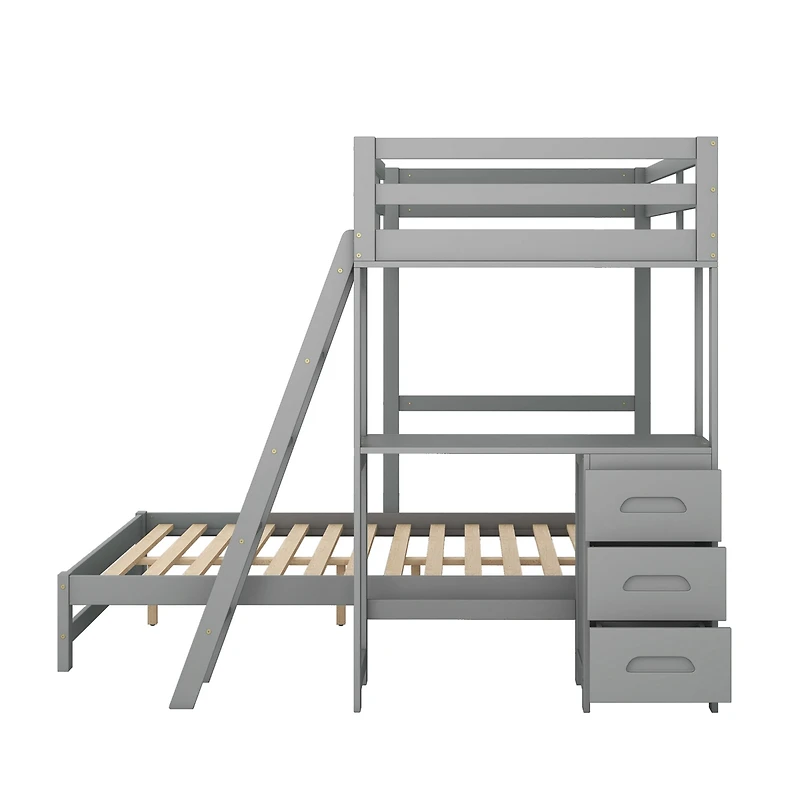 Streamdale Twin Over Full Bunk Bed With Built-In Desk And Three Drawers