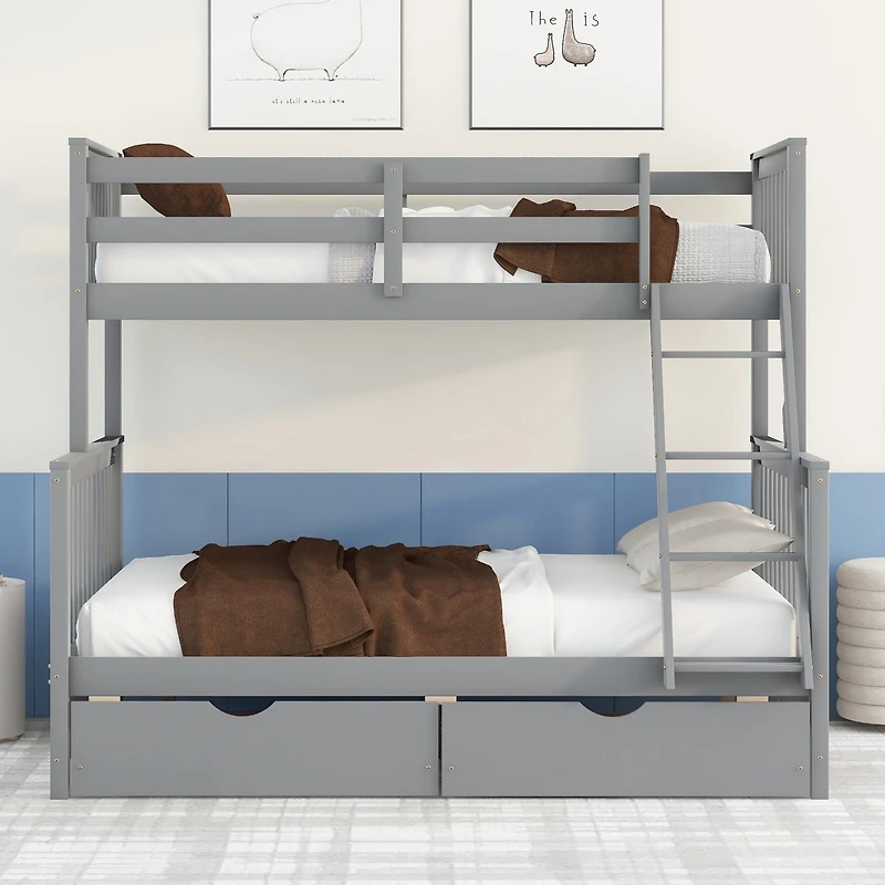 Streamdale Twin-Over-Full Bunk Bed With Ladders And Two Storage Drawers