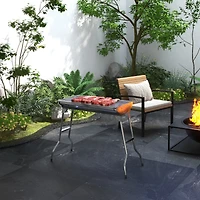 Outsunny Stainless Steel Small Portable Folding Charcoal Bbq Grill Set