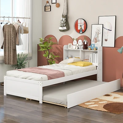 Streamdale Twin Bed With Trundle, Bookcase