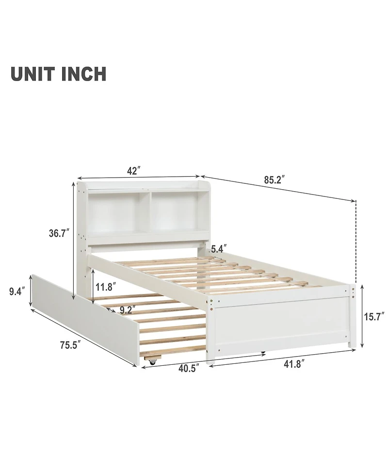 Streamdale Twin Bed With Trundle, Bookcase