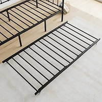 Streamdale Furniture Twin Size Metal Daybed Frame With Trundle, Heavy Duty Steel Slat Support Sofa Bed Platform