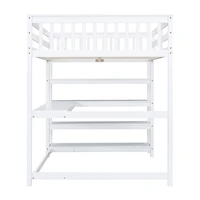 Simplie Fun Full Size Loft Bed With Storage Shelves And Under-Bed Desk