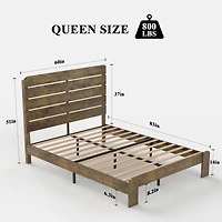 Streamdale Queen Size Wood Platform Bed Frame with Storage in Dark Brown