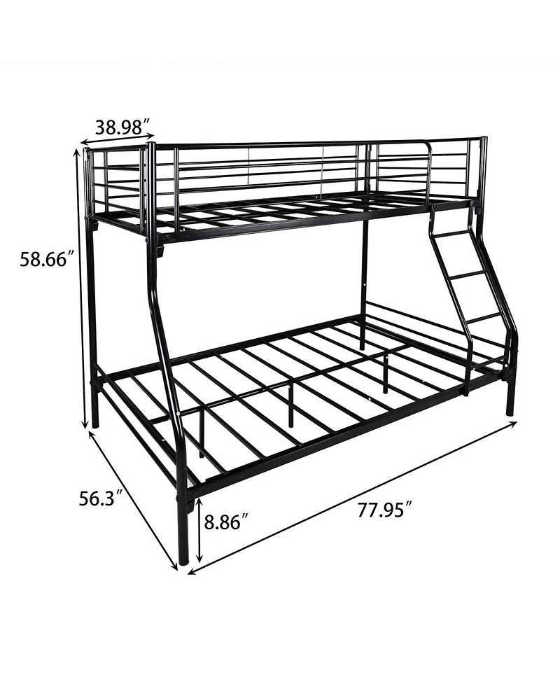 Simplie Fun Heavy Duty Twin-Over-Full Metal Bunk Bed, Easy Assembly With Enhanced Upper-Level Guardrail