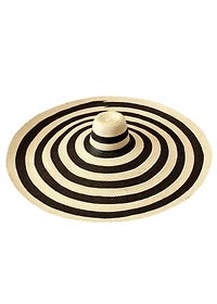 Brunna.co Solana Oversized Striped Straw Hat in Black & Natural