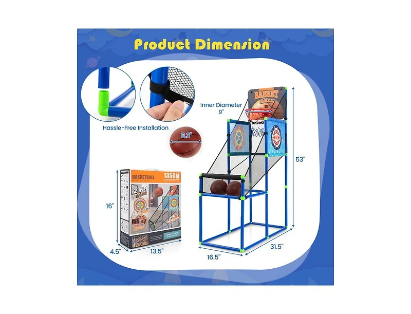 Slickblue Kids Basketball Arcade Game with Electronic Scoreboard and Sound Effect