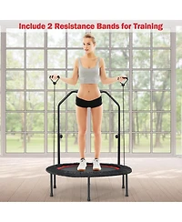 Slickblue 40 Inch Foldable Fitness Rebounder with Resistance Bands Adjustable Home