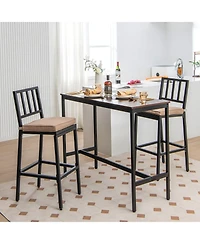 Slickblue Set of 2 Patio Bar Chairs with Detachable Cushion and Footrest-Vertical Stripes