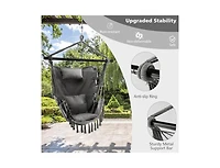 Slickblue Hanging Rope Swing Chair with Soft Pillow and Cushions