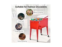 Slickblue Red Portable Outdoor Patio Cooler Cart