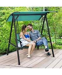 Slickblue 2 Person Patio Swing with Weather Resistant Glider and Adjustable Canopy