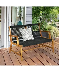 Slickblue 2-Person Acacia Wood Yard Bench for Balcony and Patio