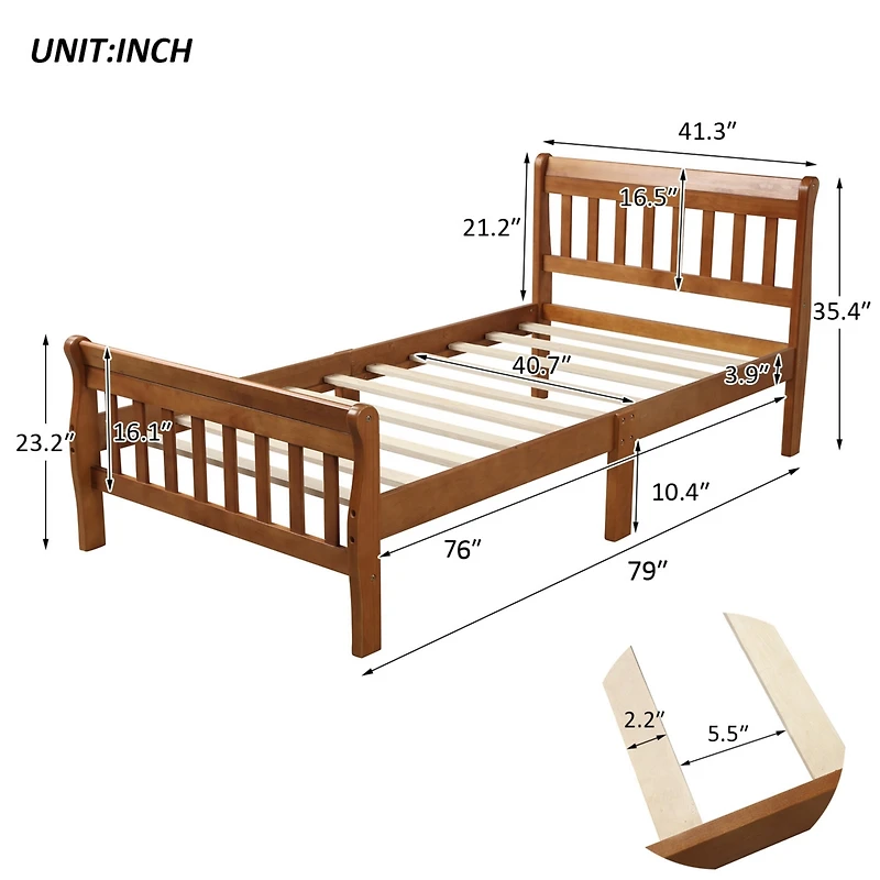 Streamdale Twin Platform Bed Frame with Headboard and Footboard