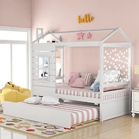 Streamdale Twin Size House Bed Wood Bed With Twin Size Trundle