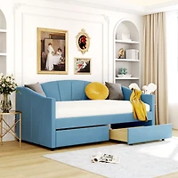 Streamdale Upholstered Daybed Twin With Two Drawers And Wood Slat