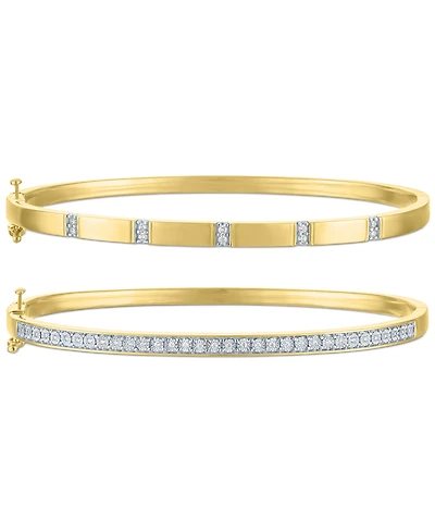 2-Pc. Set Diamond Bangle Bracelets (1/5 ct. t.w.) in 14k Gold-Plated Sterling Silver