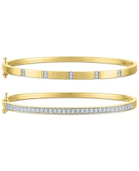 2-Pc. Set Diamond Bangle Bracelets (1/5 ct. t.w.) in 14k Gold-Plated Sterling Silver