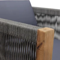 Streamdale Furniture Modern Rattan and Acacia Wood Club Chair Set with Water-Resistant Cushions