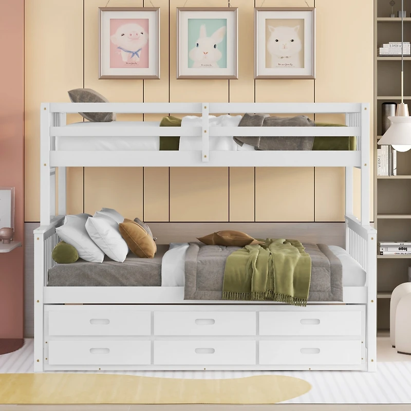 Streamdale Twin-Over-Full Bunk with Trundle & Drawers