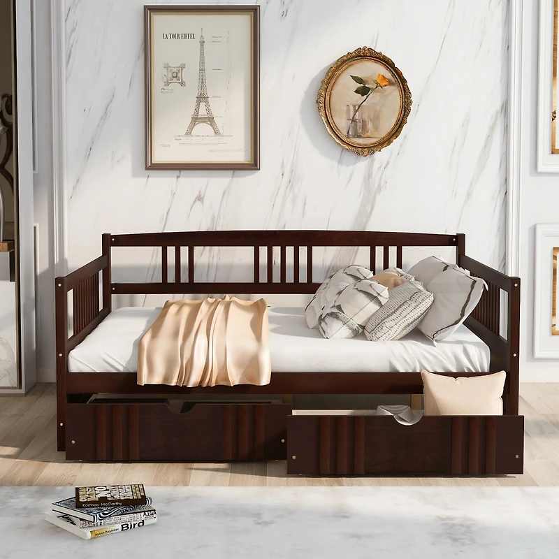 Streamdale Full Daybed Wood Bed With Two Drawers
