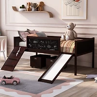 Streamdale Twin Loft Bed Wood With Two Storage Boxes