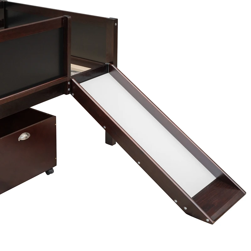 Streamdale Twin Loft Bed Wood With Two Storage Boxes
