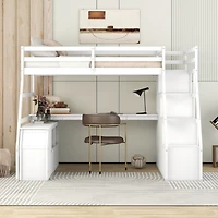 Streamdale Twin Loft Bed With 7 Drawers 2 Shelves And Desk