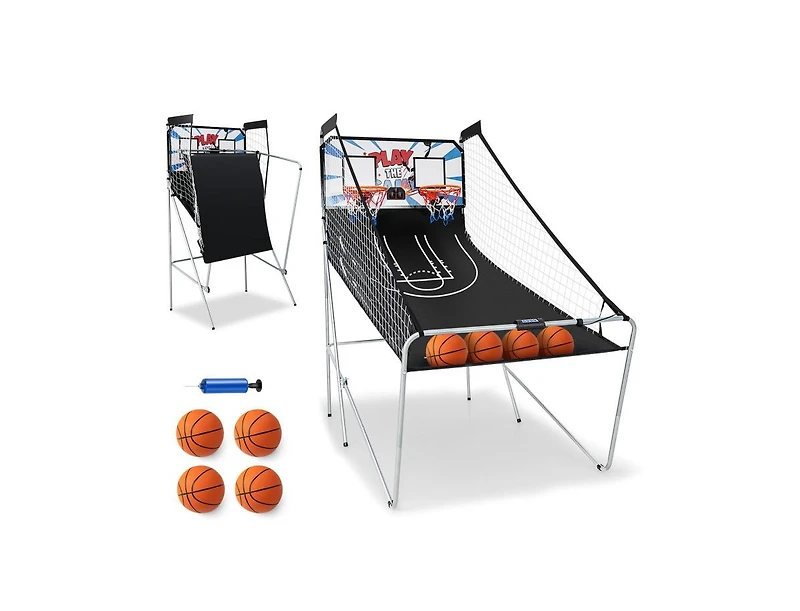 Slickblue Foldable Dual Shot Basketball Arcade Game with Electronic Scoring System