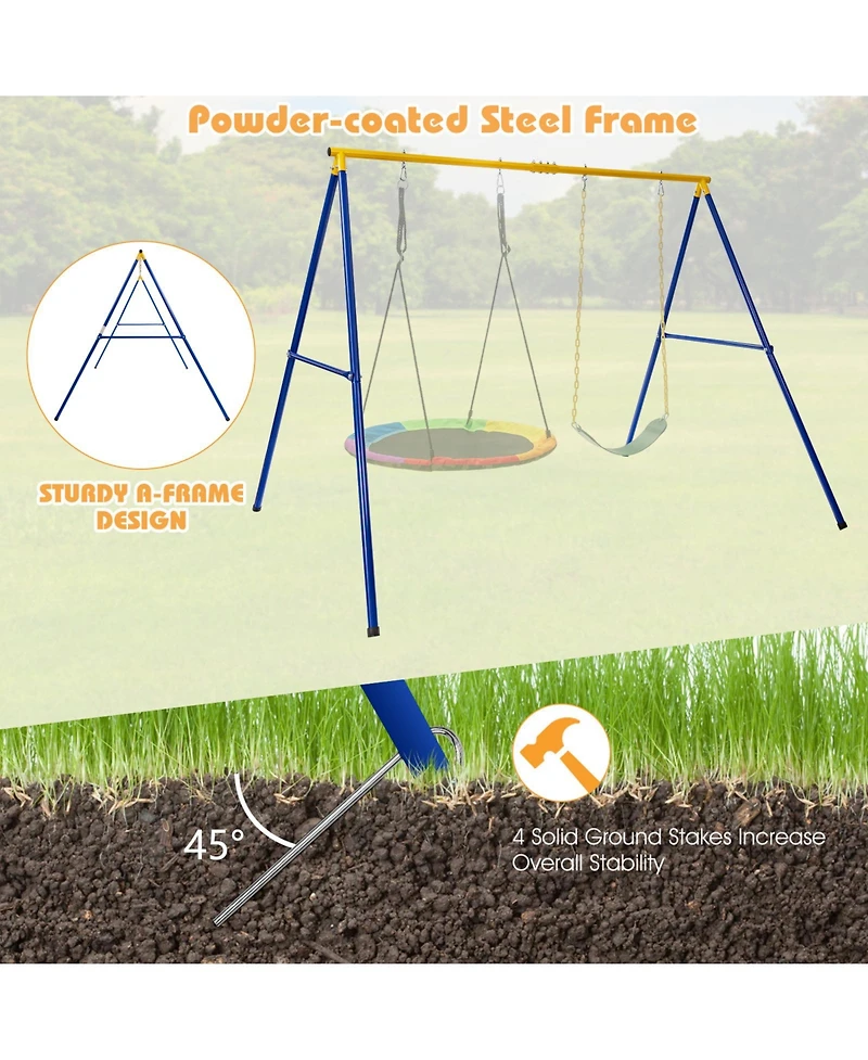 Slickblue 660 Lbs Extra-Large A-Shaped Swing Stand with Anti-Slip Footpads (Without Seat)-Yellow