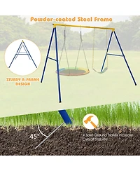 Slickblue 660 Lbs Extra-Large A-Shaped Swing Stand with Anti-Slip Footpads (Without Seat)-Yellow