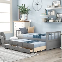 Simplie Fun Daybed With Trundle And Drawers, Twin
