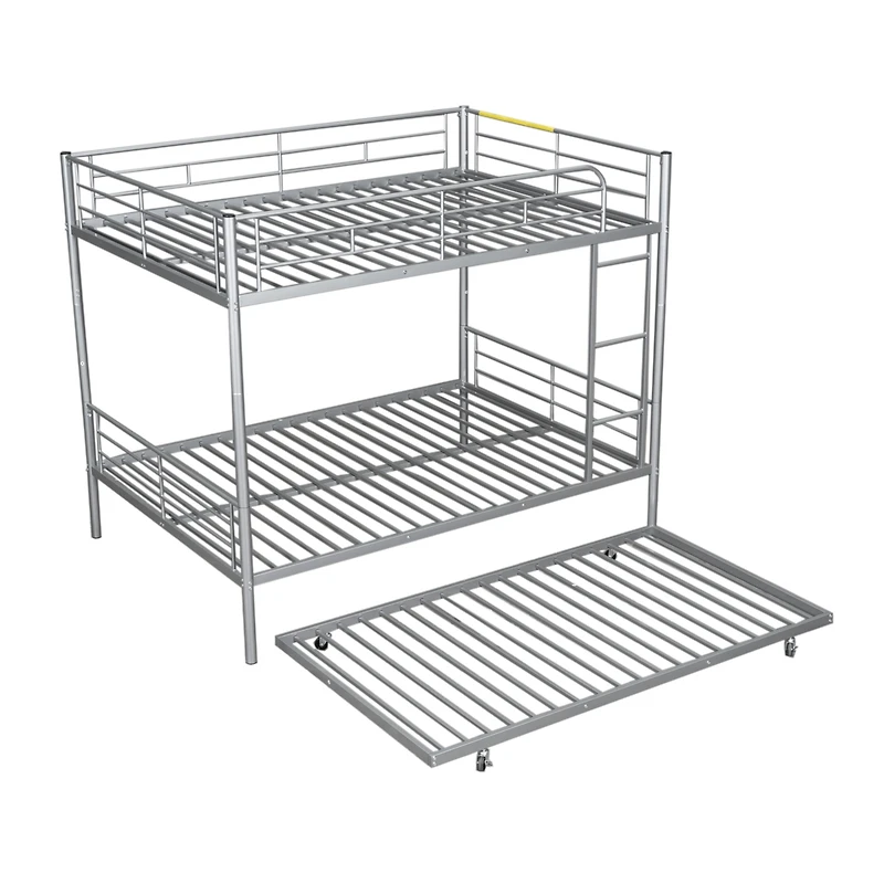 Streamdale Full Over Metal Bunk Bed With Trundle, Silver