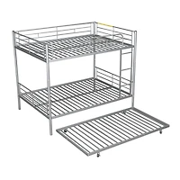Streamdale Full Over Metal Bunk Bed With Trundle, Silver