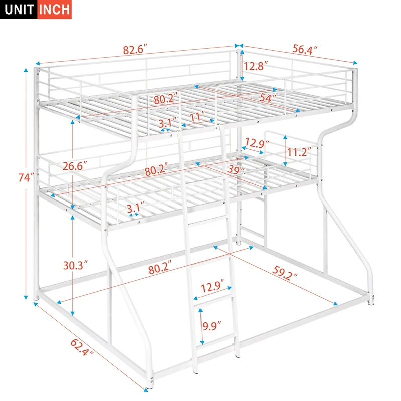 Streamdale Triple-Tier Bunk Bed with Extended Access