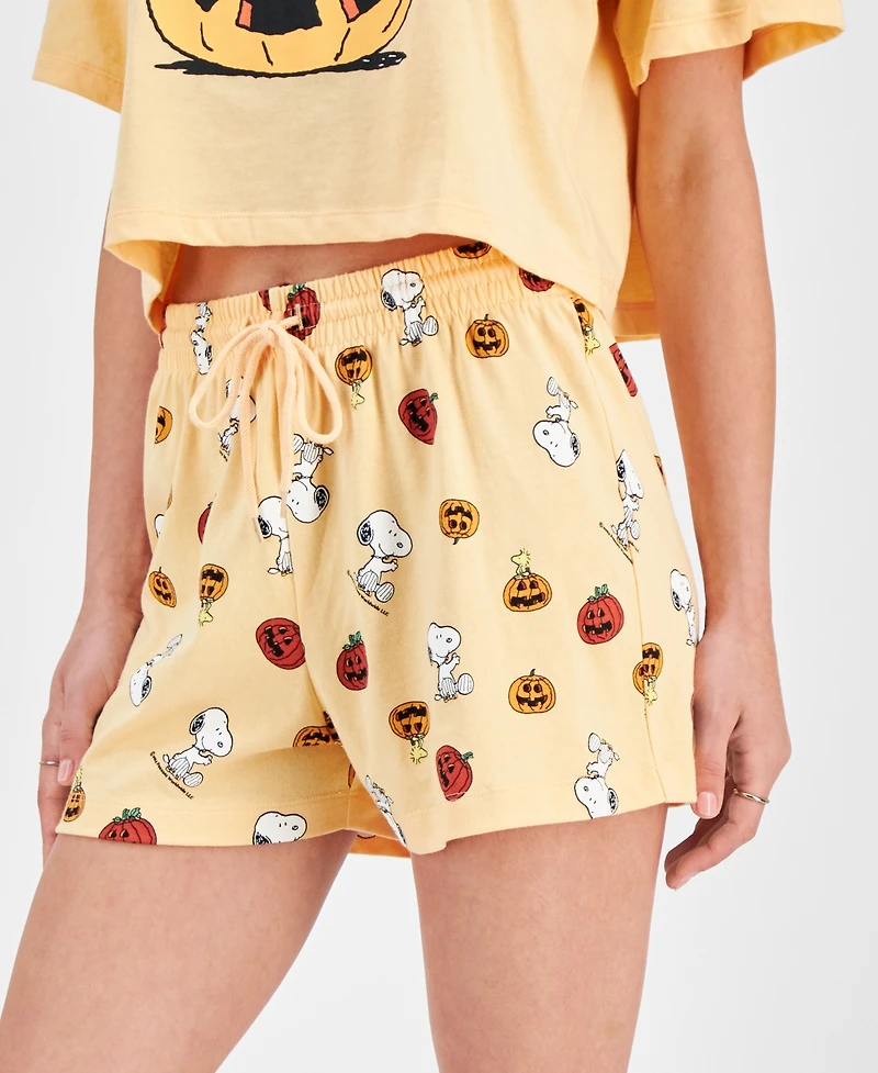Love Tribe Juniors' Snoopy Pumpkin Halloween Graphic Shorts