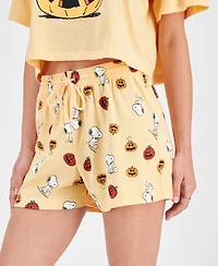 Love Tribe Juniors' Snoopy Pumpkin Halloween Graphic Shorts