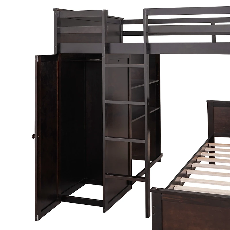 Streamdale Twin Loft Bed with Desk, Shelves, and Wardrobe