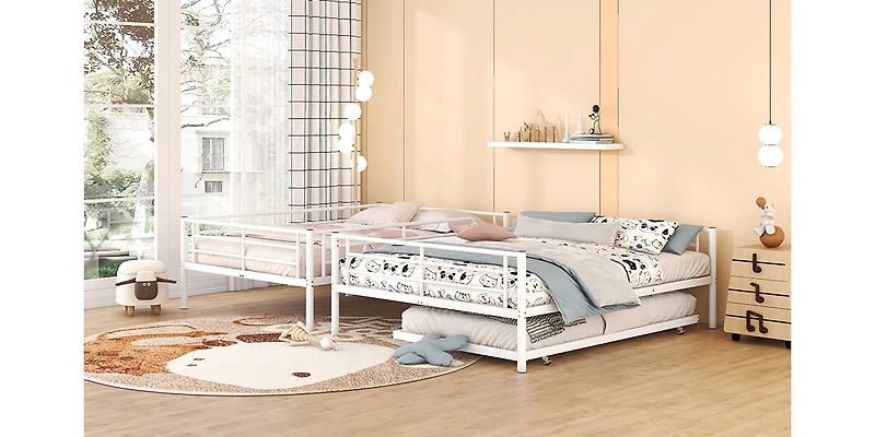 Streamdale Full Xl Over Queen Metal Bunk Bed With Trundle