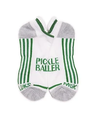 Muk Luks Men's 6 Pack Pickleball Ankle Socks, Black/Green, One Size