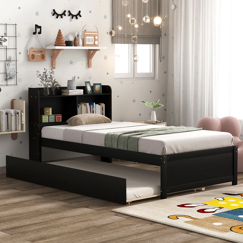 Streamdale Twin Bed With Trundle, Bookcase