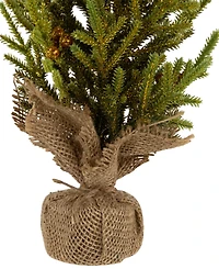 Northlight Slim Pine with Berries Artificial Mini Christmas Tree in Burlap Base 12"