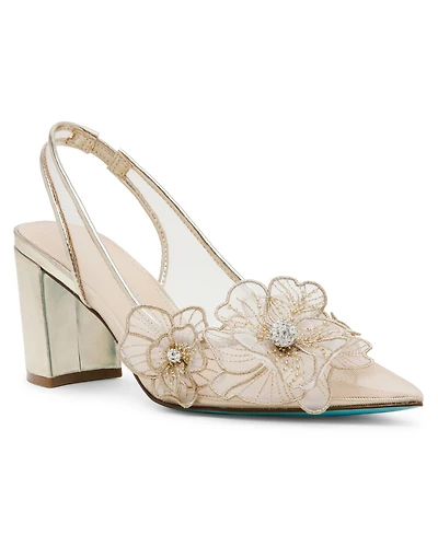 Betsey Johnson Women's Petra Flower Applique Slingback Pumps