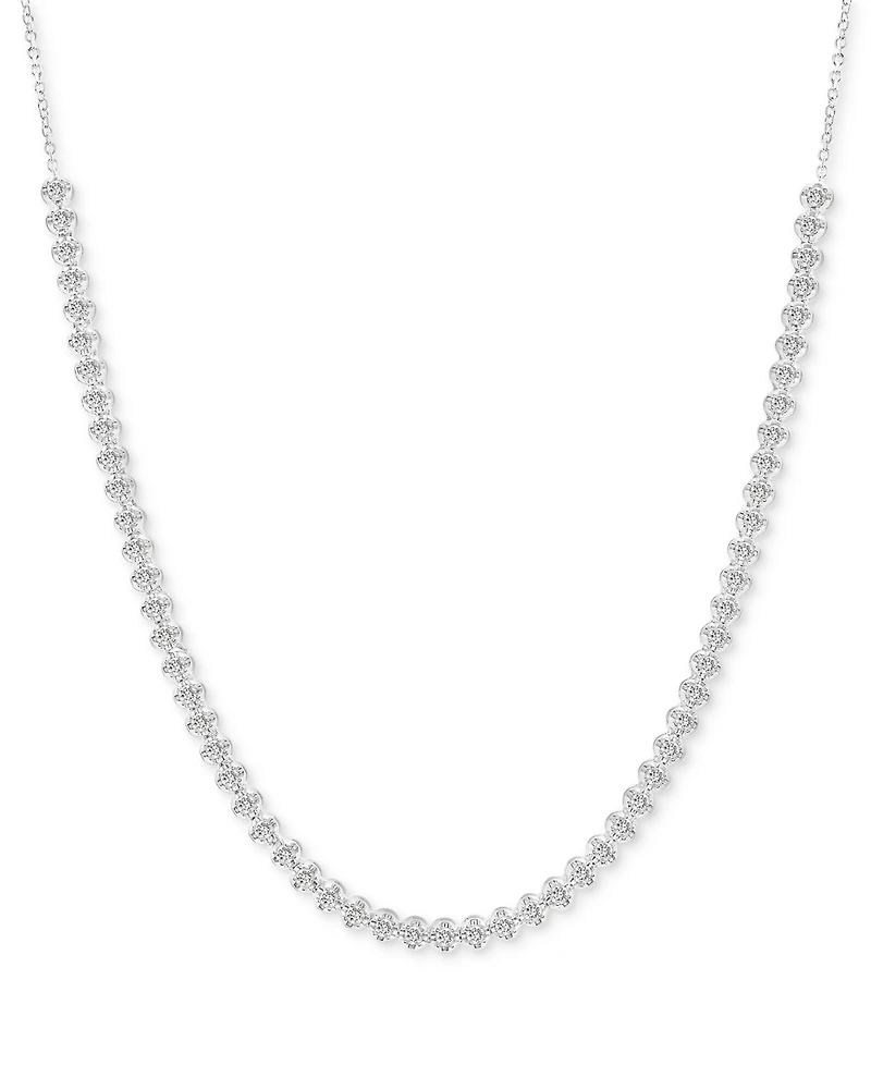 Diamond Bezel Adjustable 17" Tennis Necklace (2 ct. t.w.) 14k White Gold or Yellow Gold, Created for Macy's