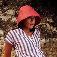 Brunna.co Naomi Jute Clochet Straw Hat In Red