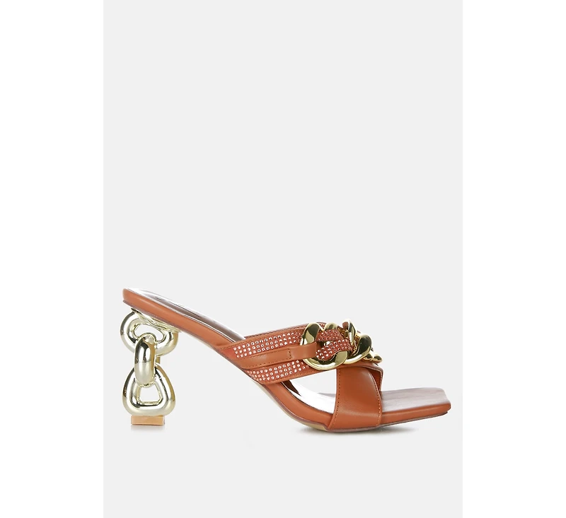 Evelane Metallic Chain Rhinestone Sandals Women