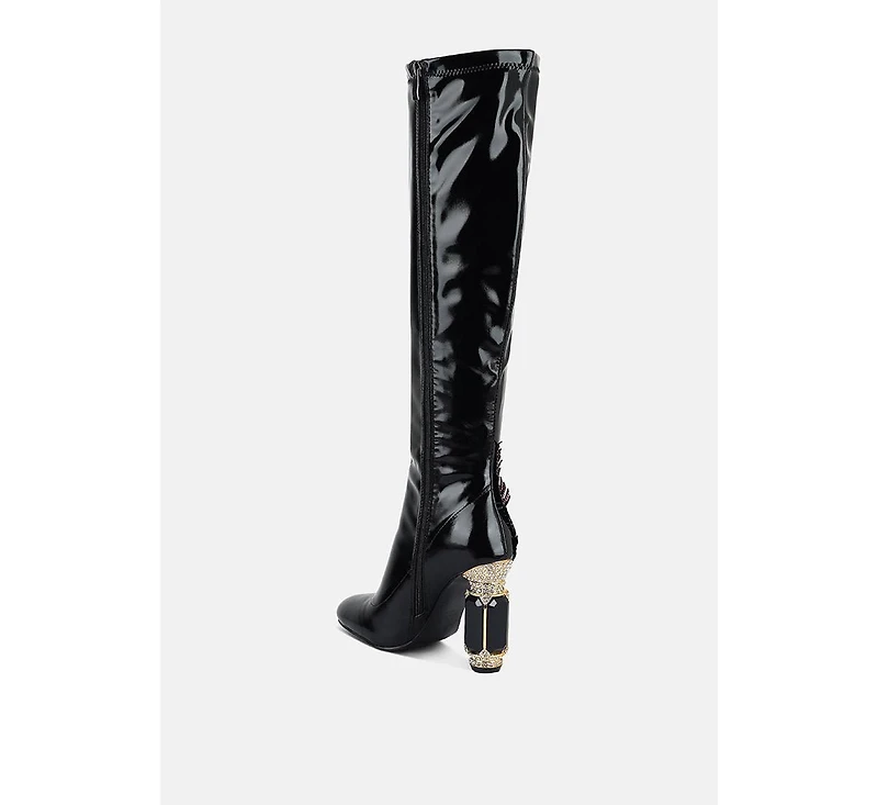 Ecstasy Fantasy Heel Patchwork Knee High Boots