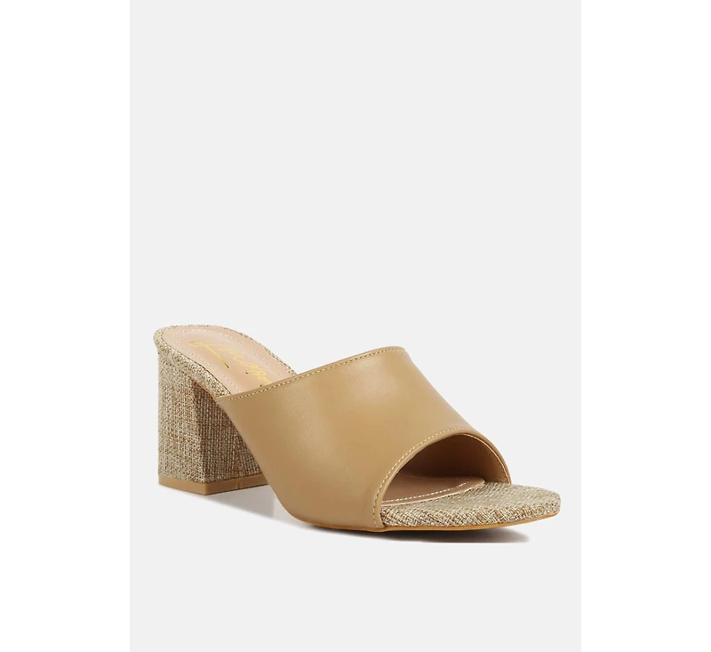addie block heel slip on sandals