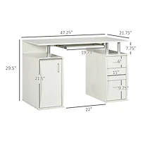 Homcom 47" Home Office Computer Desk w/ Storage Shelves, Keyboard Tray,